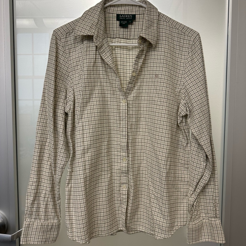 Lauren Ralph Lauren Beige Checkered Blouse